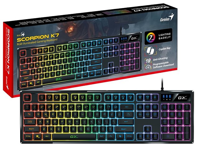 Genius GX Gaming Scorpion K7/Drátová USB/CZ-SK layout/Černá