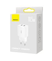 Baseus nabíječka do sítě Compact 2xUSB 10,5W bílá