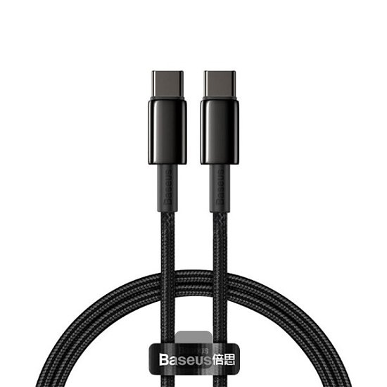 Baseus rychlonabíjecí datový kabel Tungsten Gold 100W 1m USB-C na USB-C černý