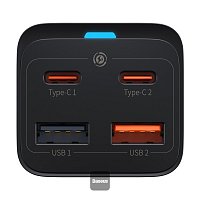 Baseus rychlonabíječka do sítě GaN3 Pro, 2x USB-C, 2x USB 65W černá