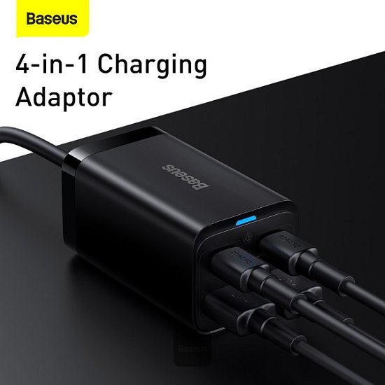 Baseus rychlonabíječka do sítě GaN3 Pro, 2x USB-C, 2x USB 65W černá