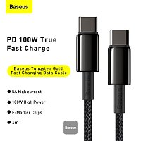 Baseus rychlonabíjecí datový kabel Tungsten Gold 100W 1m USB-C na USB-C černý