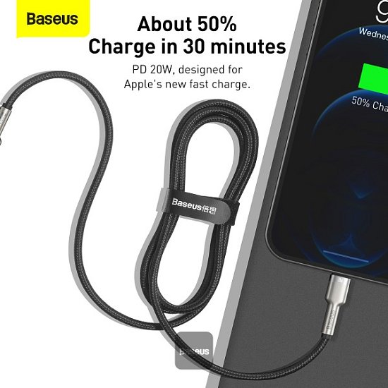 Baseus datový kabel Cafule USB-C/Lightning 1m PD 20W černý