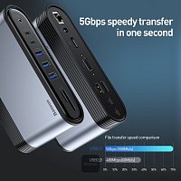 Baseus dokovací stanice 16v1 USB-C (CN+EU+UK redukce do zásuvky) šedá