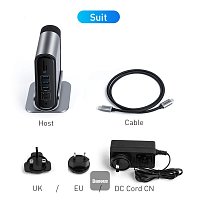 Baseus dokovací stanice 16v1 USB-C (CN+EU+UK redukce do zásuvky) šedá