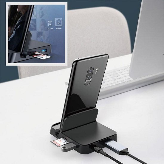 Baseus Mate Docking multifunkční stolní dock USB-C (USB-C, USB 3.0, 2*USB 2.0, 4KHDMI, MICROSD/SD)