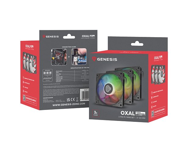 Ventiátor Genesis OXAL 120 ARGB, 3-Pack, černý