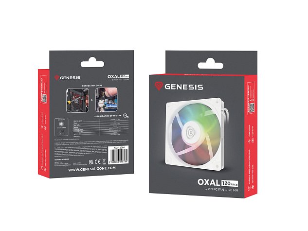 Ventilátor Genesis OXAL 120 ARGB, Bílý