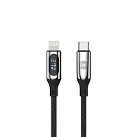 Datový kabel s LCD Forever USB-C/Lightning 1m 27W černý