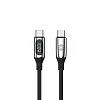 Datový kabel s LCD Forever USB-C/USB-C 1m 100W černý