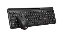 Klávesnice C-TECH Quallis WLKMC-05, bezdrátový combo set s myší, černý, USB, CZ/SK