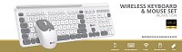 Klávesnice C-TECH Quallis WLKMC-05, bezdrátový combo set s myší, bílá, USB, CZ/SK