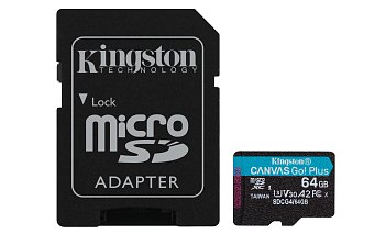 Kingston Canvas Go Plus A2/Micro SDXC/64GB/UHS-I U3 / Class 10/+ Adaptér