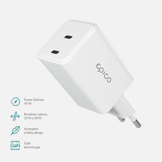 Epico UltraBoost GaN 45W síťový adaptér EA45 - bílá