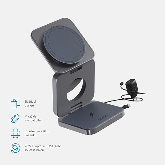 Epico UltraBase 3in1 Fold Mag+ stojánek EF30-šedá