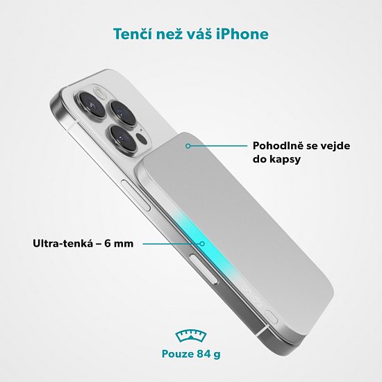 Epico 3000mAh Alu Mag+ PowerBanka EM31 - stříbrná
