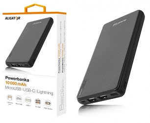 ALIGATOR PB1000, 10000mAh 3v1, micro/iPh/USB-C, černá ALIGATOR PB1000, 10000mAh 3v1, micro/iPh/USB-C, černá