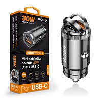 Aligator mini nabíječka do auta Power Delivery 30W, USB-C + USB-A Aligator mini nabíječka do auta Power Delivery 30W, USB-C + USB-A