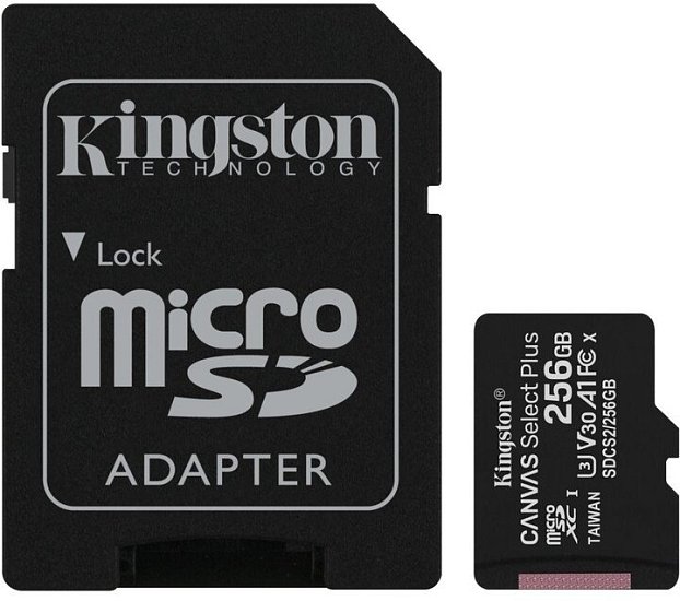 256GB microSDXC Kingston Canvas Select Plus A1 CL10 100MB/s + adapter 256GB microSDXC Kingston Canvas Select Plus A1 CL10 100MB/s + adapter