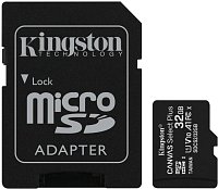 32GB microSDHC Kingston Canvas Select Plus A1 CL10 100MB/s + adapter 32GB microSDHC Kingston Canvas Select Plus A1 CL10 100MB/s + adapter