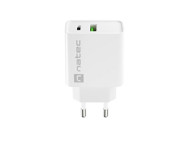Universální nabíječka Natec RIBERA 20W 1X USB-A + 1X USB-C, bílá Universální nabíječka Natec RIBERA 20W 1X USB-A + 1X USB-C, bílá