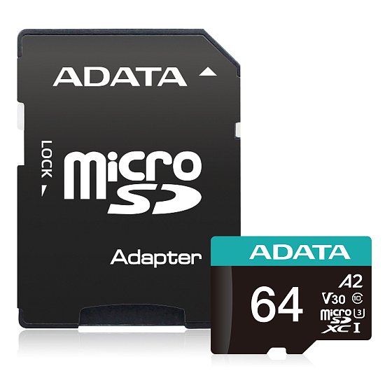 ADATA MicroSDXC 64GB U3 V30S až 95MB/s + adapter