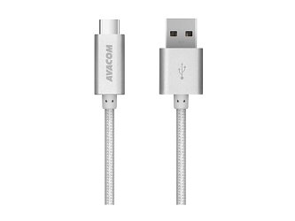Kabel AVACOM TPC-100S USB - USB Type-C, 100cm, stříbrná