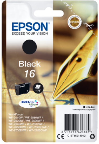 Epson Singlepack Black 16 DURABrite Ultra Ink Epson Singlepack Black 16 DURABrite Ultra Ink