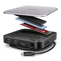 AXAGON HMC-UFO, USB 10Gbps hub, 2x USB-A, USB-C, HDMI 4k/60, RJ-45, M.2 slot, SD/mSD, audio, PD AXAGON HMC-UFO, USB 10Gbps hub, 2x USB-A, USB-C, HDMI 4k/60, RJ-45, M.2 slot, SD/mSD, audio, PD