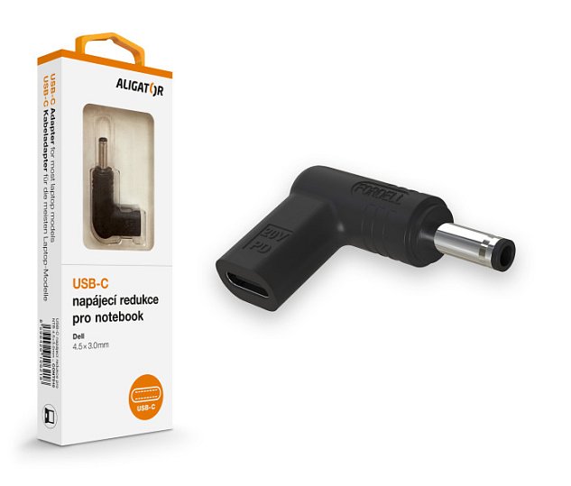 Aligator USB-C napájecí redukce 4,5 x 3,0 mm pro notebooky Dell Aligator USB-C napájecí redukce 4,5 x 3,0 mm pro notebooky Dell
