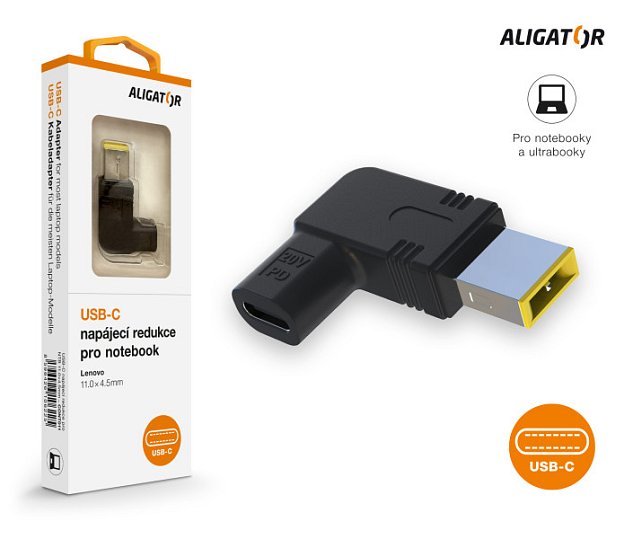 Aligator USB-C napájecí redukce 11 x 4,5 mm pro notebooky Lenovo Aligator USB-C napájecí redukce 11 x 4,5 mm pro notebooky Lenovo
