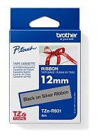 Brother TZE-R931 černá na stříbrné, 12 mm, textilní páska