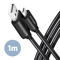 AXAGON BUMM-AM10AB, HQ kabel Micro USB <-> USB-A, 1m, USB 2.0, 2.4A, ALU, oplet, černý AXAGON BUMM-AM10AB, HQ kabel Micro USB <-> USB-A, 1m, USB 2.0, 2.4A, ALU, oplet, černý