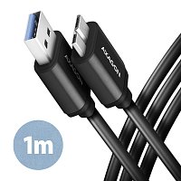 AXAGON BUMM3-AM10AB, SPEED kabel Micro-B USB <-> USB-A, 1m, USB 3.2 GEN 1, 3A, ALU, tpe, černý AXAGON BUMM3-AM10AB, SPEED kabel Micro-B USB <-> USB-A, 1m, USB 3.2 GEN 1, 3A, ALU, tpe, černý