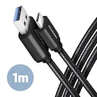 AXAGON BUCM3-AM10AB, SPEED kabel USB-C <-> USB-A, 1m, USB 3.2 Gen 1, 3A, ALU, oplet, černý AXAGON BUCM3-AM10AB, SPEED kabel USB-C <-> USB-A, 1m, USB 3.2 Gen 1, 3A, ALU, oplet, černý