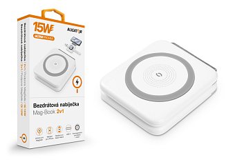 Bezdrátová nabíječka ALIGATOR Mag-Book 2v1, určeno pro MagSafe a nabíjení Apple Watch, 15W, bílá Bezdrátová nabíječka ALIGATOR Mag-Book 2v1, určeno pro MagSafe a nabíjení Apple Watch, 15W, bílá