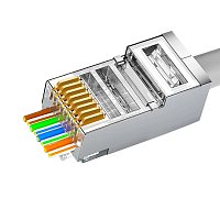 Konektor FTP RJ45EZ, Cat6 drát, 10ks licna RJ45/5SLD, průchozí síťový konektor