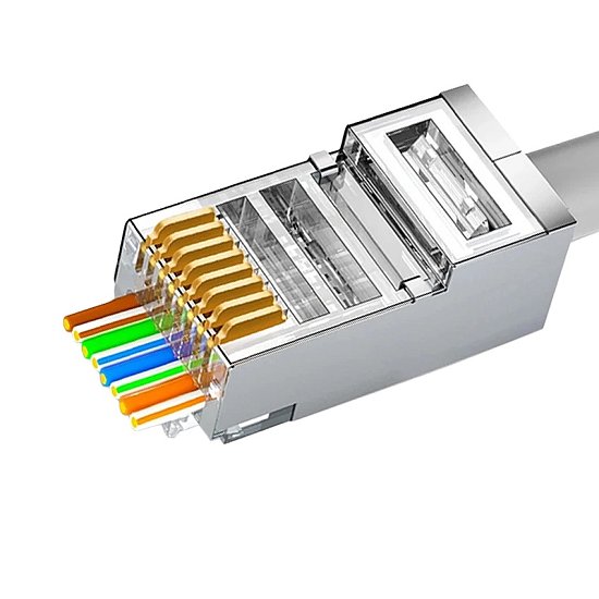 Konektor FTP RJ45EZ, Cat6 drát, 10ks licna RJ45/5SLD, průchozí síťový konektor