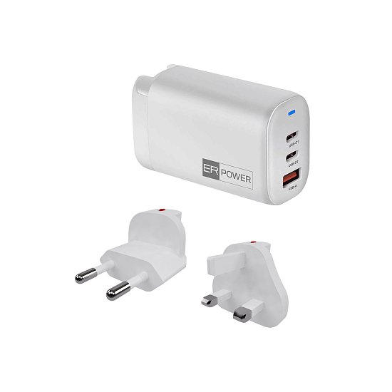ER PW 65W GaN síťový adaptér 2xUSB-C PD/USB-A bílý ER PW 65W GaN síťový adaptér 2xUSB-C PD/USB-A bílý