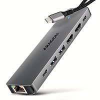 AXAGON HMC-7HX2, USB 5Gbps hub, 2x USB-A, USB-C, 2x HDMI 4k/60Hz, RJ-45 GLAN, PD 100W, kabel 15cm AXAGON HMC-7HX2, USB 5Gbps hub, 2x USB-A, USB-C, 2x HDMI 4k/60Hz, RJ-45 GLAN, PD 100W, kabel 15cm