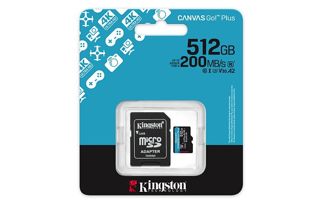 Kingston Canvas Go Plus A2/Micro SDXC/512GB/UHS-I U3 / Class 10/+ Adaptér Kingston Canvas Go Plus A2/Micro SDXC/512GB/UHS-I U3 / Class 10/+ Adaptér
