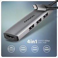 AXAGON HMC-H3A, USB 5Gbps hub, 3x USB-A, HDMI 4k/30Hz, kabel USB-C 15cm AXAGON HMC-H3A, USB 5Gbps hub, 3x USB-A, HDMI 4k/30Hz, kabel USB-C 15cm