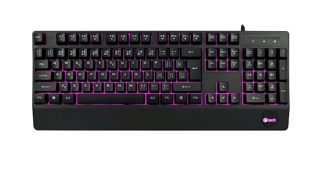 Klávesnice C-TECH KB-104BK, USB, 3 barvy podsvícení, černá, CZ/SK