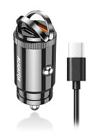 Aligator mini nabíječka do auta Power Delivery 30W, USB-C + USB-A, USB-C/USB-C kabel