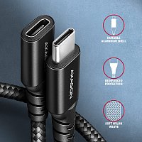 AXAGON BUCM32-CF10AB prodlužovací kabel USB-C (M) <-> USB-C (F), 1m, USB 20Gbps, PD 240W, ALU, oplet AXAGON BUCM32-CF10AB prodlužovací kabel USB-C (M) <-> USB-C (F), 1m, USB 20Gbps, PD 240W, ALU, oplet