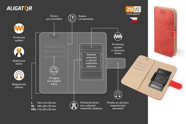 ALIGATOR Pouzdro UNI-FIX, vel.XXL(170*83) červená