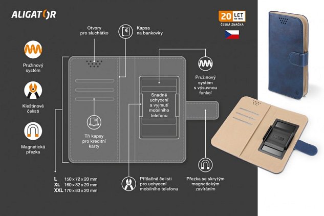 ALIGATOR Pouzdro UNI-FIX, vel.XXL(170*83) modrá