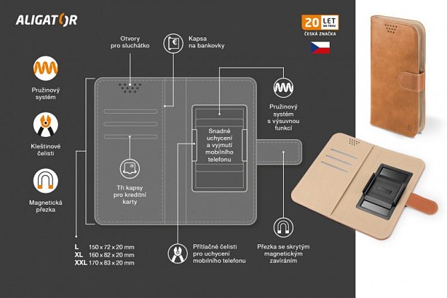 ALIGATOR Pouzdro UNI-FIX, vel.XL(160*82) hnědá