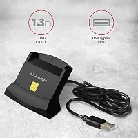 AXAGON CRE-SM2, USB-A StandReader 4-slot čtečka Smart card (eObčanka) + SD/microSD/SIM, kabel 1.3 m AXAGON CRE-SM2, USB-A StandReader 4-slot čtečka Smart card (eObčanka) + SD/microSD/SIM, kabel 1.3 m