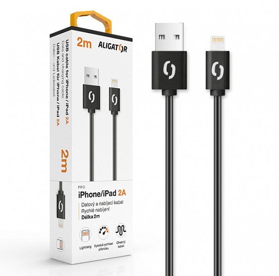 ALIGATOR Datový kabel 2A iPh lightning 2m, černý